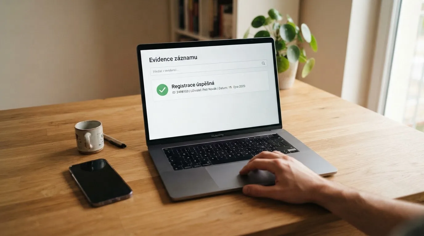 Úřední dokument s razítkem Ministerstva financí ČR vedle obrazovky s online casinem