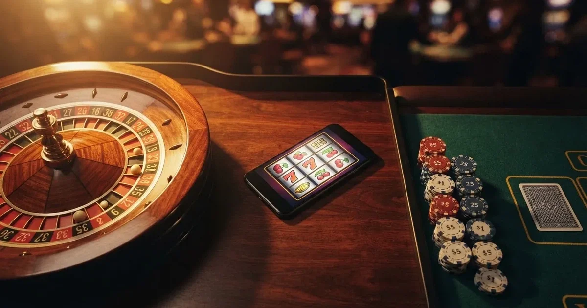 Koláž log a herních prvků deseti nejvýznamnějších vývojářů casino her působících v českých licencovaných kasinech – automatů, rulety a živého dealera.